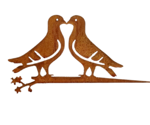 Metalen 2 tortelduiven tuindecoratie voor tuin of boom