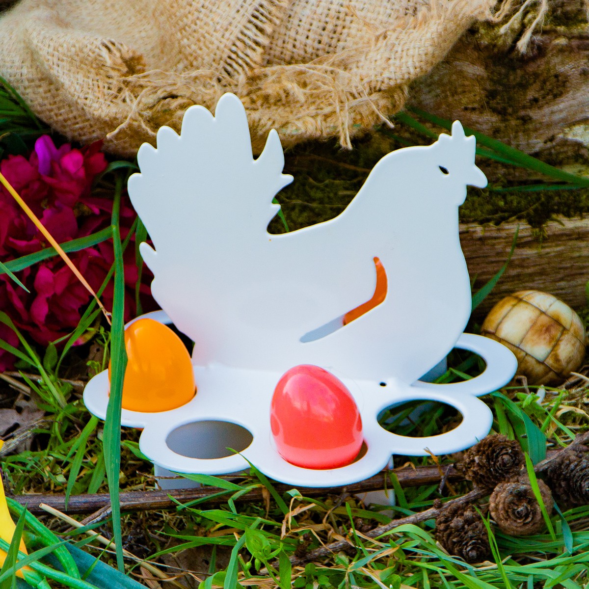 Eierhouder met kip (wit) - Afbeelding 2