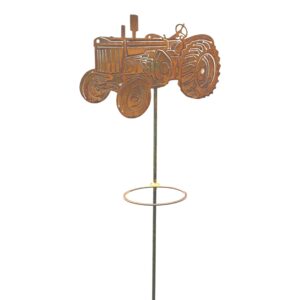 Metalen tractor met bloempot houder tuindecoratie voor tuin