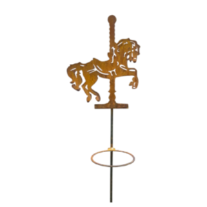 Metalen Carrousel paard met bloempot houder tuindecoratie voor tuin