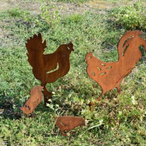 Metalen kippen tuindecoratie voor tuin