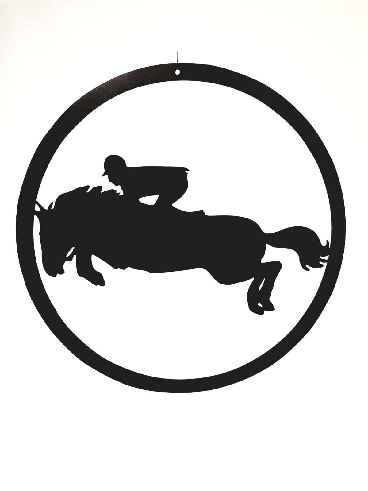 Springpaard met ruiter hanger (zwart)