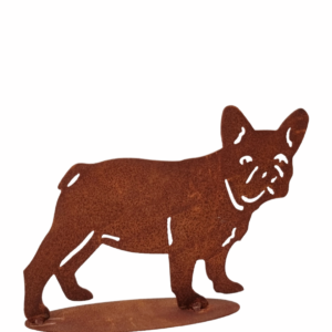 Metalen Franse bulldog tuindecoratie voor tuin of balkon