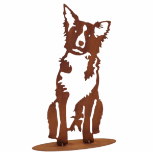 Metalen Border collie tuindecoratie voor tuin of balkon